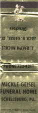 Mickle-Geisel Funeral Home, Schellsburg, Pa.  Vintage Matchbook Cover picture