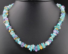 QVC FP Turquoise Amethyst Rose Quartz Chip Bead Sterling Silver Necklace 21