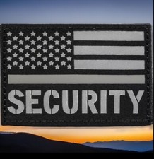 Black Grey Reflective United States US American Flag Security Guard Patch picture