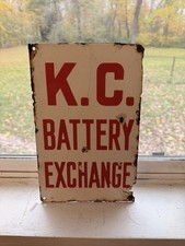 Early Porcelain Kansas City Battery Sign Vintage Rare picture