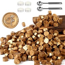 360 Pcs Metallic Antique Gold Sealing Wax Beads Set w/ Spoon & Candles picture