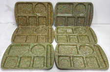 Vintage Prolon Ware 9953 Divided Cafeteria Trays Set of 6 Green Confetti Melamin picture