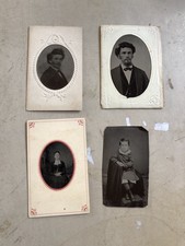 Lot Of 4 Antique Tin Type Photos picture