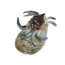 Northern Rose Male Blue Crab with Oyster Shell - Miniature Porcelain Figurine picture