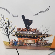 Department 56 Snow Village Halloween Black Cat Diner Holiday Diner w/Accessories picture