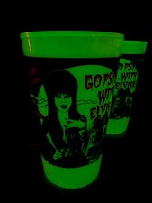 4 VTG 90s GO PSYCHO WITH ELVIRA Plastic Cups Pepsi Universal Studio Horror Glow picture