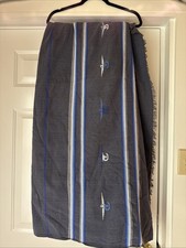 Guatemalan Vintage Hand Woven Embroidered Cotton Tablecloth Cloth Blues Birds picture
