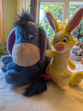 Vtg 90s Disney Parks Winnie the Pooh Plush Bundle Eeyore Detach Tail & Rabbit picture