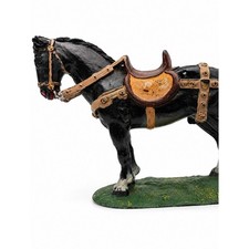 Vintage Elastolin Germany Black Draft Horse w/ Saddle Figure Farm Toy 4
