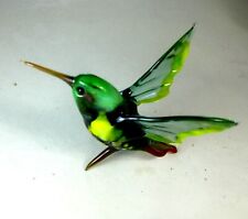 hand blown glass animal hummingbird murano style figurine ornament green 3.8