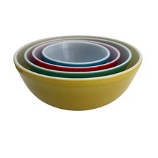 Set of 4 Vintage Primary Pyrex Mixing Bowl Set picture