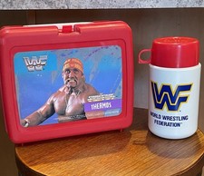 Vintage WWF Superstars 1989 TitanSports Hulk Hogan Red Lunchbox & Thermos picture