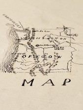1873 Signed Manuscript Map Oregon Washington S.M. Curwen Student Cartography picture