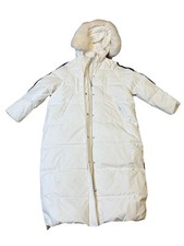Coca-Cola x Team USA Long White Puffer Jacket Faux Fur Hood Full Zip picture