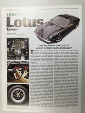 HMN 1452 Article Sports Car Profile 1966 - 1975 Lotus Europa April 2009 1 page picture