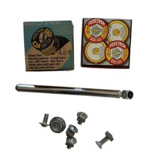 Vintage Garage Lot Fusetron Fuses NOS Box Tire Gauge Brass Padlocks Hardware picture