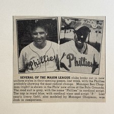 Ben Chapman Philadelphia Philles New Uniforms 1946 Sporting News Baseball 4X4 picture