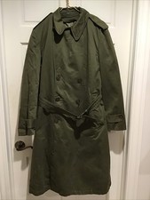 Vintage 1950 Military Field Overcoat M1950-A Trench Coat Jacket w/ Wool Liner M picture