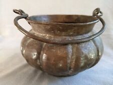 Bronze Hammered Round Grooved Planter with Handle, H: 4-1/2”; Dia. 6-1/4” picture