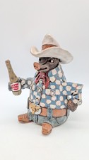 Vintage 1980's Lone Star Beer Armadillo Studio Pottery Art Handmade Signed Texas picture