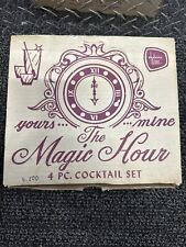 Vintage Hazel Atlas Moroccan Amethyst Glass Magic Hour 4 pc. Cocktail Set Boxed  picture