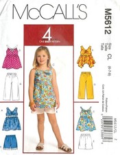 McCall's Children's Top,Shorts,Capri Pants Pattern M5612 Size 6-8 UNCUT picture