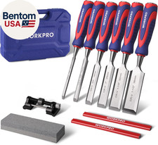 10-Piece Wood Chisel Set for Woodworking, Cr-V Bevel Edge Chisels (1/4