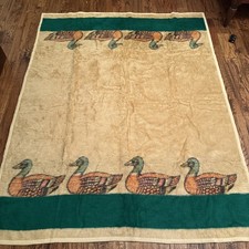 Vintage Biederlack Mallard Ducks Hunting Cabin Rustic 59 X 81” Throw Blanket EUC picture