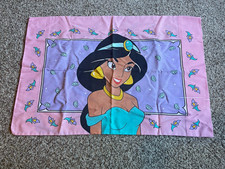 Vintage Disney Aladdin Princess Jasmine & Rajah Pink Purple Pillowcase picture