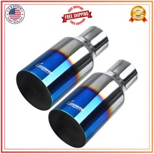 2PCS 2.5in Inlet 4in Outlet Burnt Blue Stainless Steel Exhaust Tailpipe Tip picture