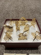 Danbury Mint Gold Christmas Ornaments Vintage Set of 9 picture