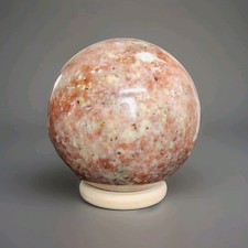 Polished Peach Blossom with Lotus Tourmaline Sphere 2.5
