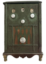 Vintage Radio Cigarette Dispenser Desk Calendar, Green Metal, Made in USA-WORKS picture