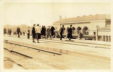 Rppc Yuma Arizona Tourists Trading Indians Train Station 1920s Vintage Postcard picture