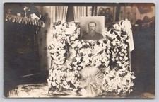 RPPC Funeral Memorial Floral Tribute Display 