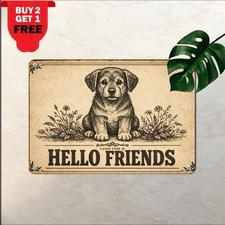 Funny Doberman Puppy Garden Welcome Metal Tin Sign Decor 8x12 picture