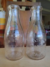 Vintage DuPage Co IL Milk Bottles Quart Lot: P. Hoy Glen Ellyn & Rathbun Lombard picture
