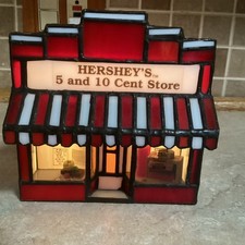HERSHEY STAINED GLASS -Chocolate Town 1996-5 And 10 Cent Store- Lit- RUDY BROS. picture