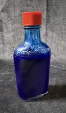 Vintage Antique Mrs. Stewart's Bluing Laundry Cobalt Blue Glass Bottle (B2) picture