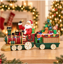 Costco Santa Train LED Lighted Christmas Decor 2pc Timer 2006072 Open Box picture