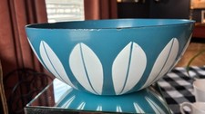 Cathrineholm Cornflower Blue & White Satin Finish Enameled Lotus Bowl 9.5