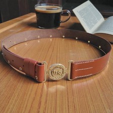 U.S. Officer Leather Belt Reproduction with U.S. Brass TAN picture