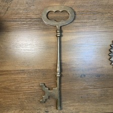 Vintage 1970s BRASS SKELETON KEY / Bohemian Style  12” picture