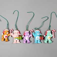 Care Bears Christmas Ornament Lot 5 Santa Hat Candy Cane 2007 Cheer Tenderheart picture