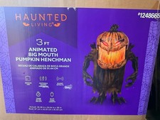 Haunted Living 3 ft Animated Big Mouth Pumpkin Henchman Halloween Animatronic picture