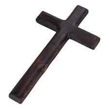 11 Inch Black Wooden Cross Portable Handheld Cross Hand Carved Clinging Cross picture
