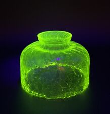 ANTIQUE URANIUM VASELINE GLASS LAMP SHADE Swirl Glass Ruffle Edge  5”x 3.25” picture