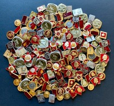 Vintage Mixed Lot of 125 Russian Soviet Era Enamel Pins, Medals USSR, CCCP picture
