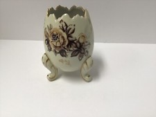 Vtg. NAPCOWARE 3 FOOTED EGG VASE hand-painted Brown Flowers trimmed with gold picture