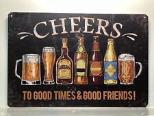 VINTAGE REPRODUCTION TIN SIGN - WALL ART -DECOR -MAN CAVE - BEER SIGN - CHEERS. picture